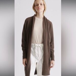 Quince Mongolian Cashmere Duster Cardigan Sweater brown